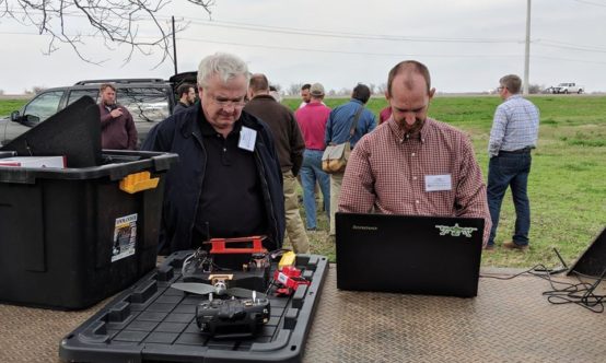 UAV equipment on table being prepared for a field demonstration